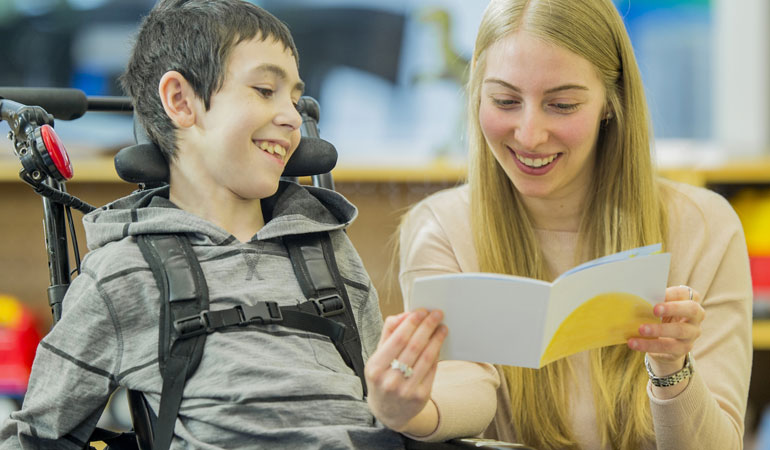 mother reading with child